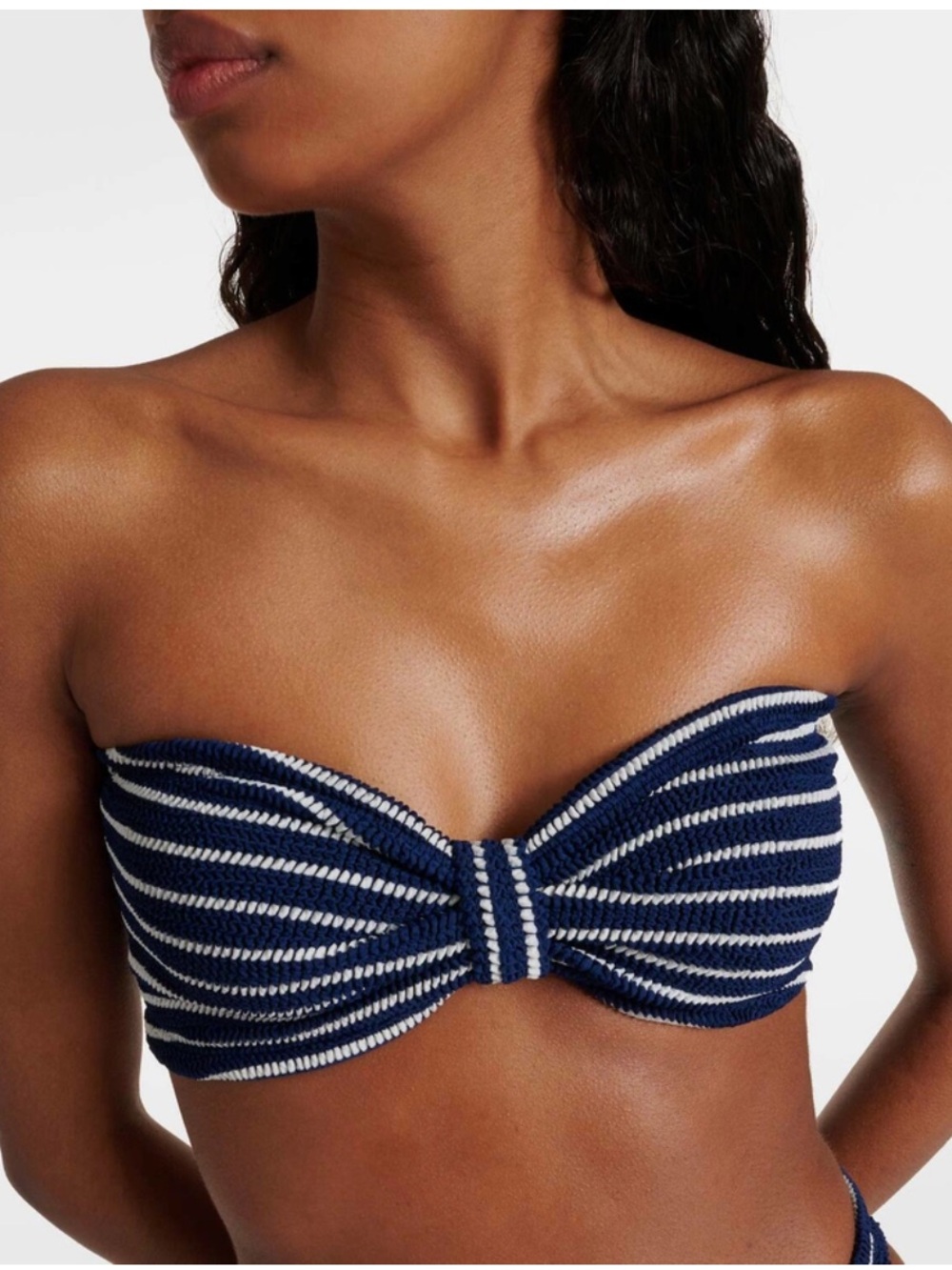 NWT Hunza G Navy and White Striped Jean Bandeau Bikini - Picture 4 of 12